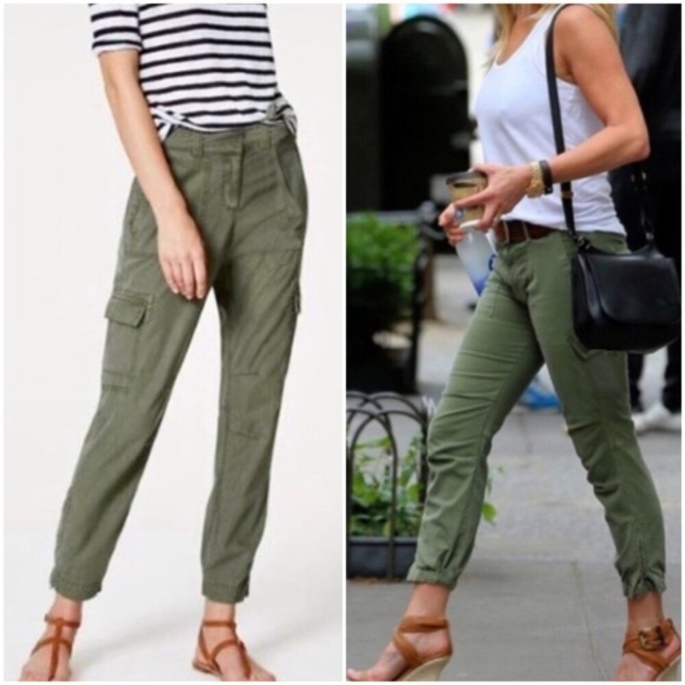 Ann Taylor LOFT | Cargo Utility Joggers Ankle Olive Pants size 4
